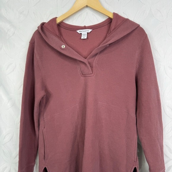 Athleta Coaster Luxe Waffle Hoodie Top, Tawny Rose Size XXS - Picture 7 of 12